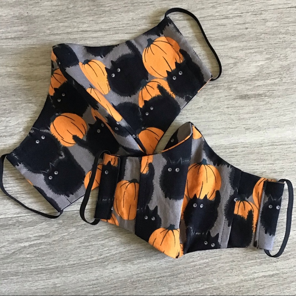 Halloween Orange Cats and Pumpkins Mask - Picture 3 of 5